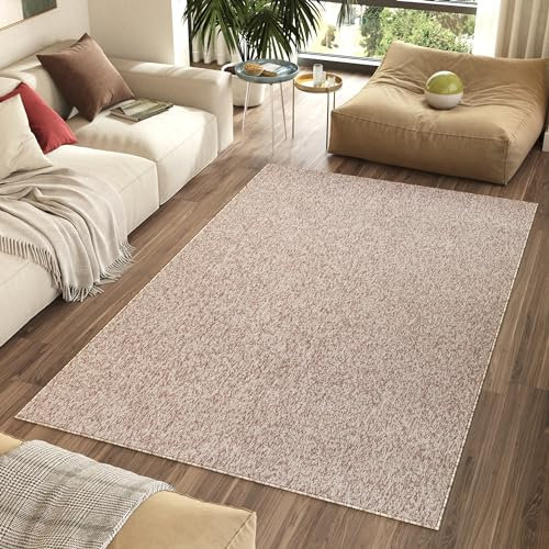 TAPISO Nizza Teppich Beige Einfarbig Melange Anti Rutsch Loop-Teppich Waschbar Wohnzimmer Schlafzimmer Büro Pflegeleicht ÖKO-TEX 200 x 300 cm