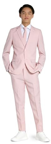 OppoSuits Teen Jungen üppige Blush solide Farbe Anzug - Abschlussball und Hochzeit Party-Outfit - einschließlich Blazer, Hosen und Krawatte - rosa