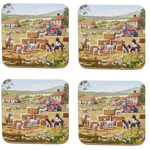 The Leonardo Collection Collie & Sheep Coasters Set of 4 | Coasters Set For All Modern Kitchen & Offices | Designed By Macneil Studios | For All Types of Cups & Mugs