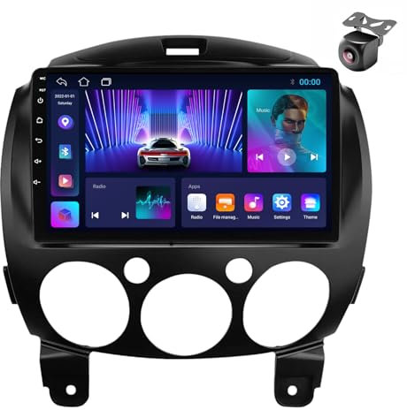 Android 13 Autoradio per Mazda2 2007 2008 2009 2010 2011 2012-2014 2 DIN Stereo Car Tablet Pollici Schermo MP5 Lettore Multimediale Receiver GPS con FM SWC Carplay Android Auto (M150CP 4core 2+32G)