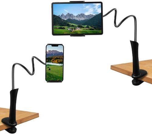 Filltown Tablet Halterung Bett, Ipad Halterung Bett，Schwanenhals Tablethalter，Lazy Arm 360° Verstellbarer Tablette & Handyhalterung Bett，kompatibel mit den meisten Mobiltelefonen und Tablets，Schwarz
