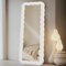 LunaMirror Miroir pleine longueur ondulé 160 x 60 cm Miroir mural avec support Cadre en flanelle Ivoire Miroir mural à suspendre pour chambre à coucher entrée