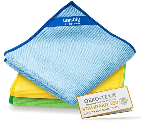 washly Putztücher 30 x 30 cm - Oeko-TEX Mikrofasertücher - Mikrofaser Putzlappen für den Haushalt - 430 GSM Microfaser Reinigungstuch - Putztuch dick saugstark weich fusselfrei (3, Mix)