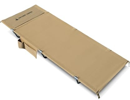OneTigris SUPRAGRIS Feldbett klappbar, tragbar Campingbett faltbar leicht, Klappbett Camping bis 180 kg für Zelt, Outdoor, Reisen, Garten, Büro(190 × 70 × 18 cm)-Kojote Braun