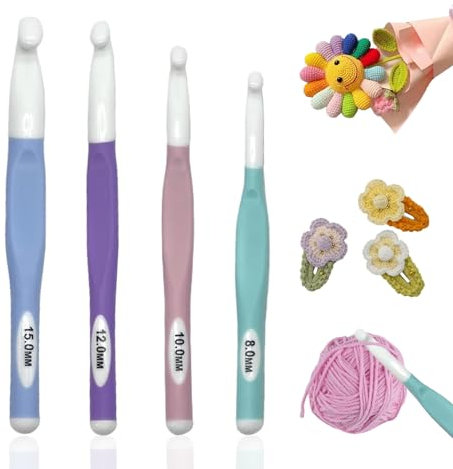 SZSMW Set mit 4 Häkelnadeln 10 mm – Häkelnadel Prym – Ergonomische Häkelnadel, Geeignet Für den Täglichen Heimwerker und Anfänger zum Erlernen des Handstrickens