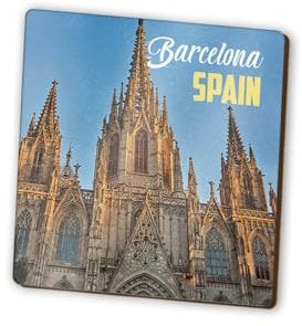 1 x Barcelona Square Magnet - Spain Spanish City Travel Holiday Fridge Magnetic Travel Holiday Family Friend Women Men #82327