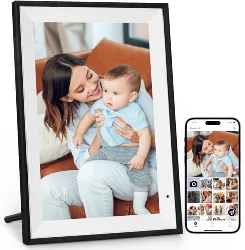 WiFi Digitaler Bilderrahmen 10,1 Zoll,1280x800 IPS HD Touchscreen Elektronischer Fotorahmen,32GB Foto Rahmen,Automatische Drehung,Teilen Sie Fotos Sofort von überall Aus