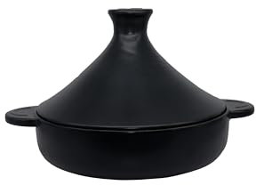 KUOKO - Tajín de Cerámica Ø29,5 cm | Tajín Antracita para Cocinar Platos Saludables al Vapor | Cacerola para Cocina, Gas, Horno y Vitrocerámica | Cocción Tradicional con Cerámica