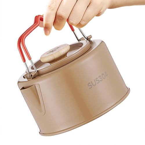 Stainless Steel Camping Kettle 1100ml | Small Teapot with Heat-Resistant Handle | Outdoor Tea and Coffee Water Boiler for Camping, Hiking, Travel | Portable Hot Water Kettle