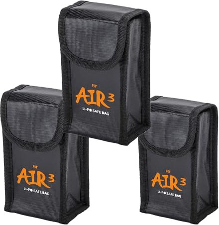 CERFFOOL Batteriesichere Tasche für DJI Air 3S 3, explosionsgeschützte, strahlungssichere feuerfeste Lithium-Batterie-Aufbewahrung, Schutztasche für Drohnenzubehör, 3 x Batterien