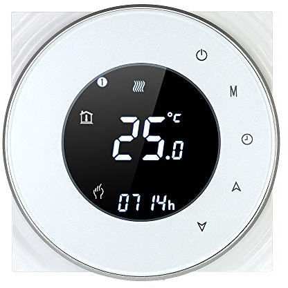 YIWEOG Thermostat 5A Programmable Water Heating Controller Temperature Regulator Thermostat Touchscreen LCD with Backlight Voice Control Function