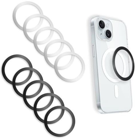 JJUNW 10 Stück Metallringe mit Aufkleber, Selbstklebend Magnetring Handy Magnet Handy Kompatibel mit magnetischem Ladegerät, Ring Metallplatte für Kfz Auto Handyhalterung Magnetische Handyhalter