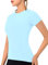IECCP Damen Sport T-Shirt Kurzarm Laufshirt Rückenfrei Fitness Oberteile Gym Top Sport Tank Top Yoga Oberteile Sommer Fitness Tops Gym Leichte Sporttop hellblau S