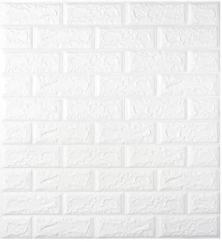 3D panneaux de mur, Papier peint effet brique blanche XPE pour: salle de bain, salon, chambre à coucher,