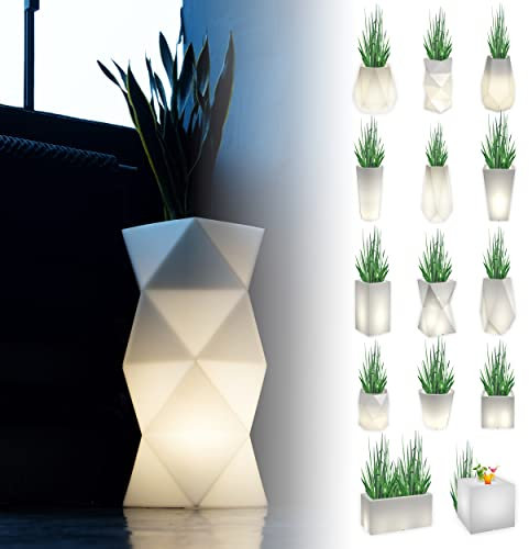 DEKOPOT Leuchtender Blumentopf Groß | Pflanzkübel geeignet für Haus, Büro, Garten, Patio, Hotel, Restaurant, Balkon und Terrasse, gemütliche Innenlampe, moderner Gartentopf (Asti)