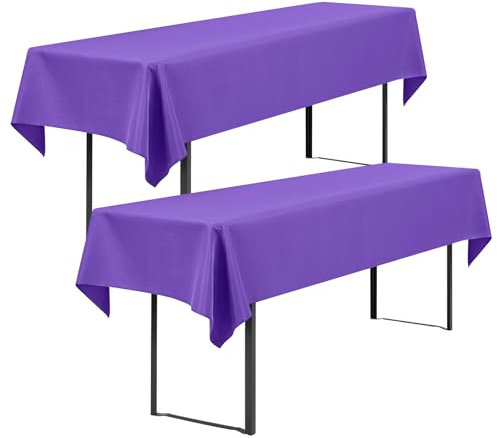 Showgeous 2 Stück Biertisch Tischdecke universal für 50cm u.70cm Biertische Hussen für Biertisch Biertischhussen Biertisch-Husse Bierzeltgarnitur Rechteckige Tischdecken Waschbar 100x250cm(Lila)