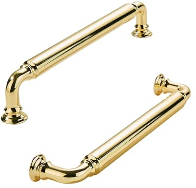 khtumeware Robuste Schrankgriffe aus poliertem Messing, 128 mm Lochmitte, polierte goldene Schubladengriffe, Schrankbeschläge, geeignet für Küchenschränke, Badezimmer und Kommoden, 10 Stück