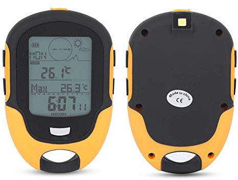 Outdoor Multifunctional Car Altimeter with Compass, Thermometer, Barometer for Climbing, Hiking, Camping, IPX4, Rechargeable