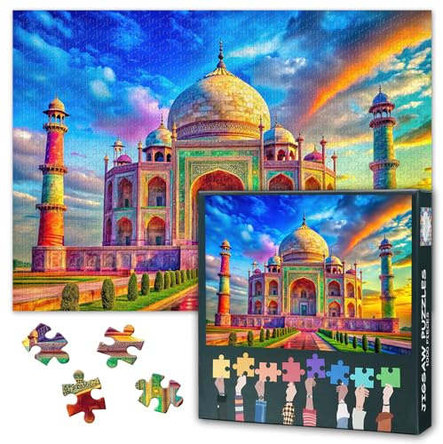 Taj Mahal Jigsaw Puzzles für Erwachsene 1000 Stück - Taj Mahal für Entspannung und Kreativität für Kunstliebhaber Herausfordernde Puzzle 1000 Stück für Erwachsene, künstlerische Puzzle-Spiele