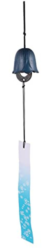 BESTonZON Campanello Vento a Forma Di Fiore in Stile Giapponese Campana Eolica in Ferro Blu Per Giardino e Balcone Decorazione Da Appendere Con Lavorazione Tradizionale