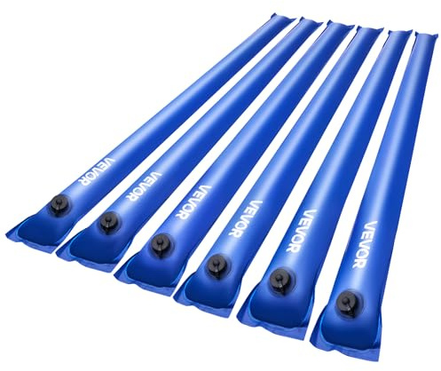 VEVOR Bolsas de Agua para Cubiertas de Piscina, 6 Piezas, 121 x 22 cm Bolsa de Tubos de Peso de una Sola Cámara PVC con Tapón de Rosca Hermético para Cubierta de Piscina Enterrada de Invierno, Azul