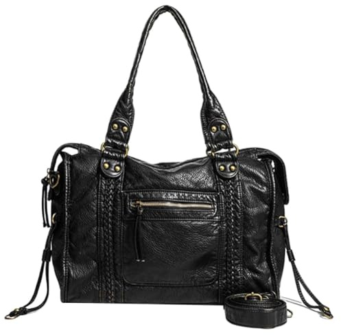 Generisch Damen Vintage Citytasche, weiche Ledertasche Hobo Bag große Einkaufstasche Y2K Japanische Tasche große Handtasche Polyestertasche für Schule Reisen