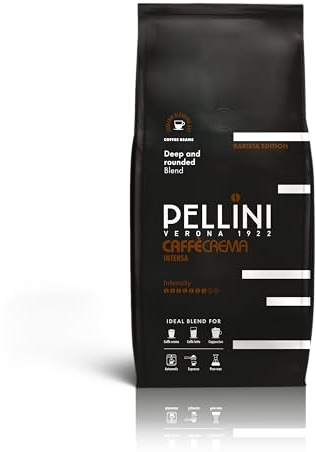 Pellini Caffè in Grani Crema Intensa, Miscela Arabica e Robusta, 1 kg | Gusto Morbido e Bilanciato, Note di Cacao e Nocciola, Confezione da 1 Kg