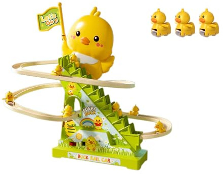 MotiveTech Kleine Enten Rutsche, Lustige Enten Achterbahn, Kreatives Spielzeug mit Musik, Lernspielzeug für Kinder, 3 Enten