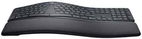 Logitech Ergo K860 kabellose ergonomische Tastatur – Bluetooth und USB-Verbindung, Geteilte Tastatur, Handballenauflage, für Windows/Mac, Skandinavisch QWERTY-Layout - schwarz 【Bulk - ohne Verpackung】