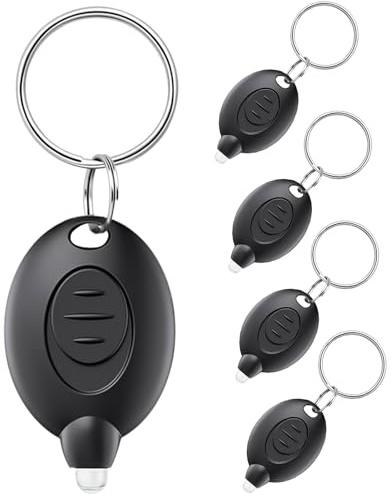 flintronic 5pcs Mini LED Flashlight Keychain, Portable Led Flashlight, 12 Lumen Small Keyring Torch for Emergency Lighting, Super Bright Keychain Flashlight for Kids, Adults(Black)