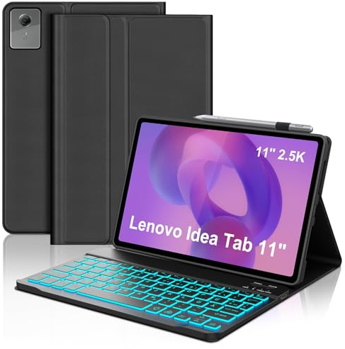 IVEOPPE Hülle mit Tastatur für Lenovo Idea Tab 11 Zoll 2025 / Tab M11 2024 | Magnetisch QWERTZ Beleuchtung Tastatur für Lenovo Idea Tab 11 (TB-336FU/TB-336ZU) / M11 (TB330FU/TB330XU), Schwarz