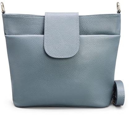 Adel Bags SARA Damen Umhängetasche Echtleder Handgefertigt Crossbody Bag | Damen Schultertasche mit verstellbarem Ledergurt, Magnetverschluss & Reißverschluss, 5 Fächer, Wasserabweisend, Made in Italy