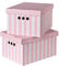 SOFTILLO Pack of 2 Decorative Storage Boxes With Lids Home Office Bedroom Wardrobe Box Organiser Archive Box with Lid Multi-Use General Storage Archive Box with Lid Stylish Set Large Pink Stripes
