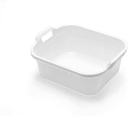 Addis Rectangular Washing Up Bowl with Handles, White, 39 x 32 x 14 cm