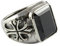 myringshop Fleur de LYS Onyx Lilien Templer Siegelring 925 Silber Silberring (57 (18.1))