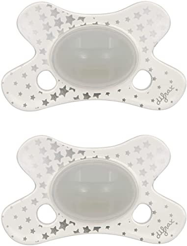 Difrax Baby Schnuller 0-6 Monate Natural – Kirschform Nuckel - Silikon - BPA-frei - Gute Akzeptanz - Optimale Luftzufuhr – Schnuller Neugeborene – Glow in the Dark – 2 Stück