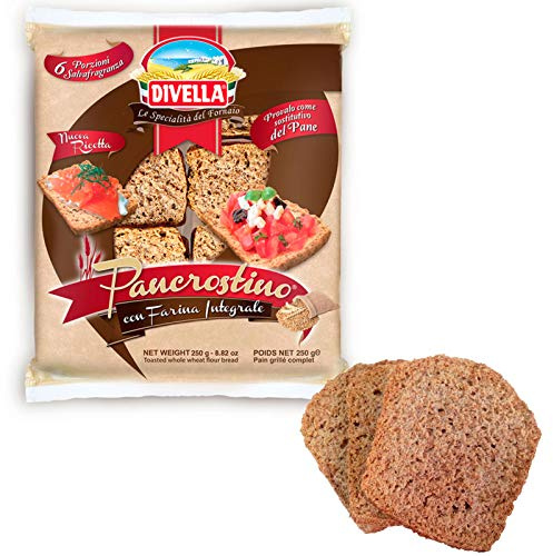 Divella Pancrostino con Farina Integrale Toasted Whole Wheat Flour Bread Crouton 6 Servings Bread Substitute 250g
