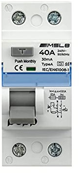 POPP® Electric Interruptor Diferencial RCCB Superinmunizado Clase A SI industrial 2P 40A 30mA y 300mA 6KA 1P+N MSL8A (1UND 40A 30mA)