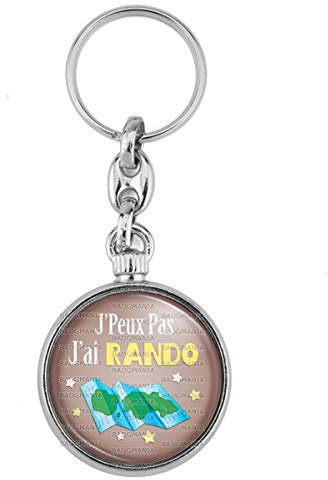 Badgmania Porte Clés Métal 2 faces J'Peux Pas J'ai Rando - Carte orientation - Humour Excuse Alibi Idée Cadeau Logo 33mm