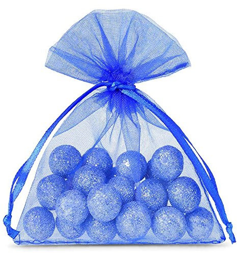SAKETOS Organzasäckchen 25 Stück Geschenkbeutel Organzasäckchen bunt Schmuckbeutel Verschiedene Größen mit Kordel Hochzeit Geschenk Stoffsäckchen Gastgeschenke I 10 x 13 cm - Blau