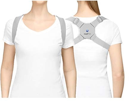 MAXXMEE Haltungskorrektor | für einen geraden Rücken und mehr Stabilität, Mit vibrierendem Winkel-Neigungssensor bei schlechter Haltung | 5V [hellgrau]