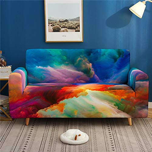 Treer Sofa Überwürfe Sofabezug, 3D Marmordruck 1 2 3 4 Sitzer Elastisch Schonbezug Antirutsch Sofa Abdeckung Hussen Polyester Stretch Abwaschbar Slipcover (Bunt,3 Sitzer)