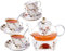 Eplze® YBK Tech Teeservice für 4 Personen aus Knochenporzellan, Teekanne und Tasse mit Stövchen und Bäumen