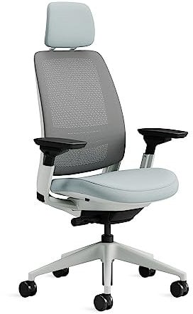 Steelcase Series 2 Ergonomischer Bürostuhl mit LiveBack Lumbalstütze, 4D-Armlehnen, anpassbarer Kopfstütze Sturmhorizont, 72 x 64 x 127