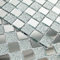 Adedeo Kristalldiamant-Mosaikfliese, quadratisch, Spiegel, Glas, Mosaikfliese für Küche, Backsplash Badezimmer, Wand (6 Blatt, silberfarbener quadratischer flacher Spiegel)