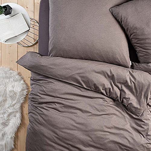 ESTELLA Bettwäsche Takoma | Taupe | bügelfreie Qualität | pflegeleicht & trocknerfest | ideale Vier-Jahreszeiten-Garnitur | 100% Baumwolle