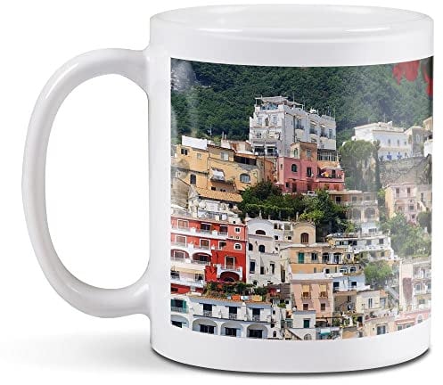 1 x 11oz (284ml) White Ceramic Mug Cup - Positano Amalfi Coast Italy Town Design for Coffee Tea Drinks Kitchen Birthday Office Fun #13011