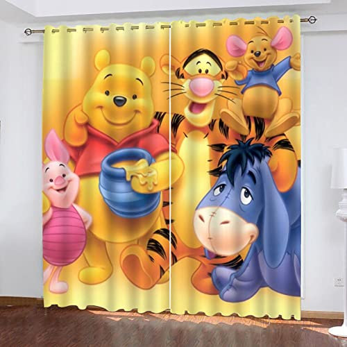 SMNVCKJ Pooh bär Verdunkelungsvorhang Wasserdichter Stoff Gardinen Für Kinderzimmer, 3D-Digitaldruck 100% Polyester (5,100 × 140CM)