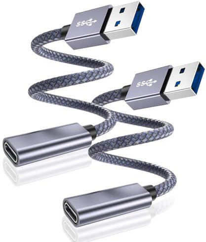 BASESAILOR Adaptateur Câble USB C Femelle vers USB 3.0 Mâle 1M 2-Pack,Connecteur USB 3.1 Type-A 5 Gbps GEN 1 pour iPhone 16e 16 15 14 Pro Max,Samsung Galaxy S25 S24 FE Ultra Plus A54