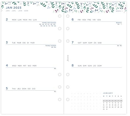 Filofax Personal Garden Wochenplaner 2023, Weiß